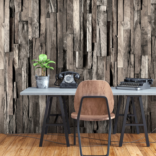 Fototapet autoadeziv Wooden Curtain (Dark Brown)