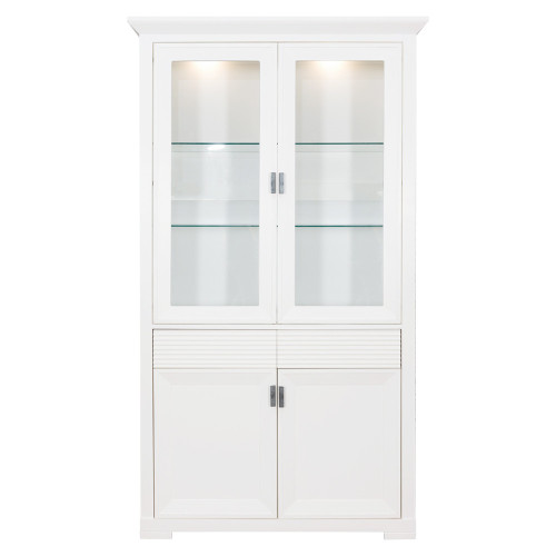 Vitrina Verona Bianco, 4Usi + 1Sertar, Alb, 202 x 42 x 112 Cm-01