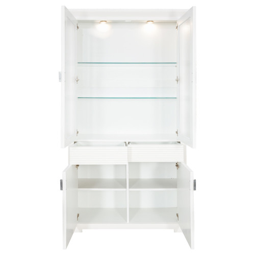 Vitrina Verona Bianco, 4Usi + 1Sertar, Alb, 202 x 42 x 112 Cm-01