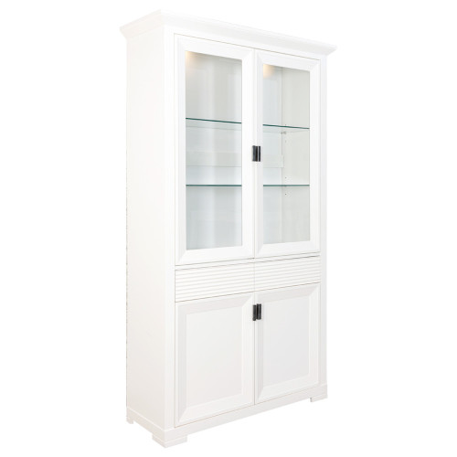 Vitrina Verona Bianco, 4Usi + 1Sertar, Alb, 202 x 42 x 112 Cm-01