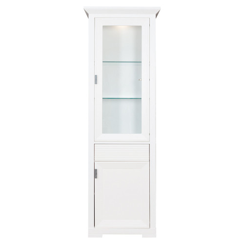 Vitrina Verona Bianco, 2Usi + 1Sertar, Alb, 200 x 42 x 65 Cm-01