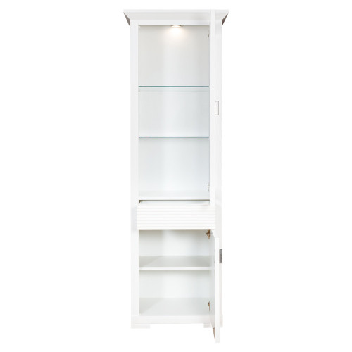 Vitrina Verona Bianco, 2Usi + 1Sertar, Alb, 200 x 42 x 65 Cm-01