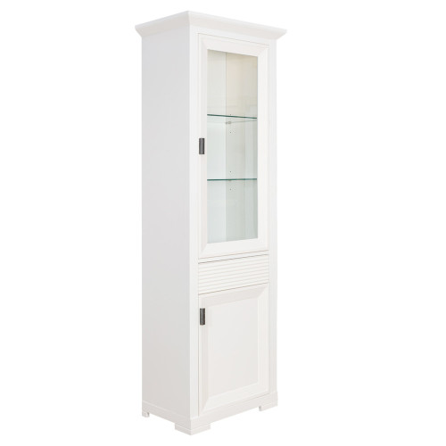 Vitrina Verona Bianco, 2Usi + 1Sertar, Alb, 200 x 42 x 65 Cm-01