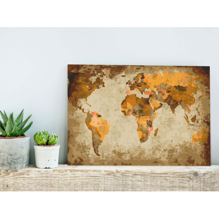 Pictatul pentru recreere Brown World Map 60 x 40 cm-01