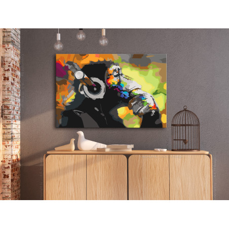 Pictatul pentru recreere Monkey In Headphones (Multi Colour) 60 x 40 cm-01