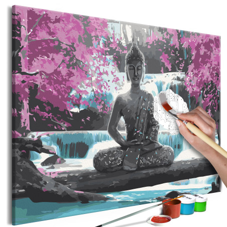 Pictatul pentru recreere Buddha and Waterfall 60 x 40 cm-01