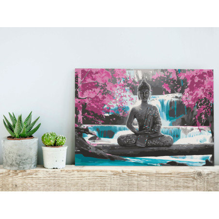 Pictatul pentru recreere Buddha and Waterfall 60 x 40 cm-01