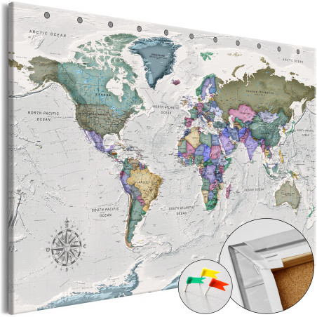 Tablou din plută World Destinations (1 Part) Wide [Cork Map]-01