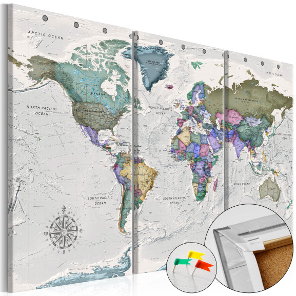 Tablou din plută World Destinations (3 Parts) [Cork Map]