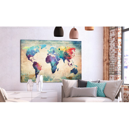 Tablou din plută Colorful World Map [Cork Map]-01