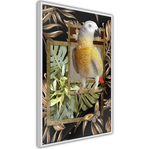 Poster Composition with Gold Parrot