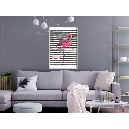 Poster Flamingo on Striped Background-01