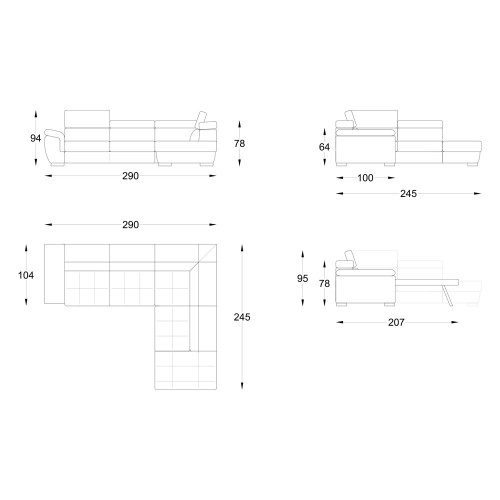 Coltar extensibil Raymond, Stanga, Maro, 2930 x 2450 x 760 mm.-01