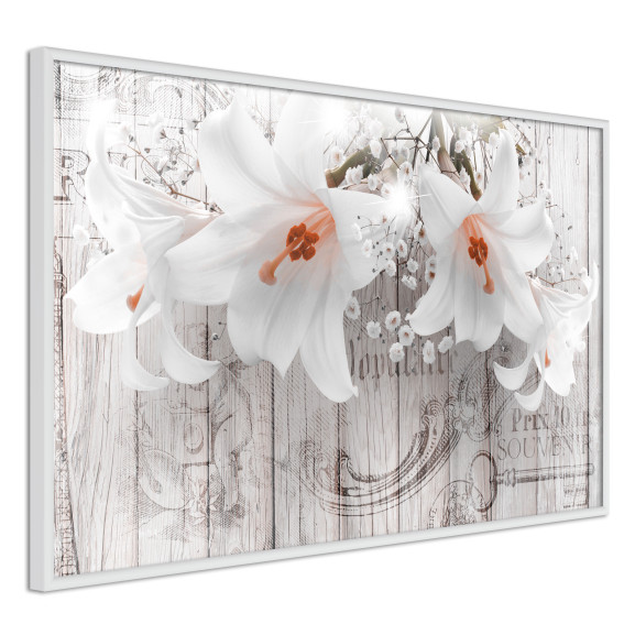 Poster Lilies on Wood