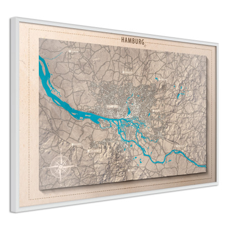 Poster Raised Relief Map: Hamburg-01