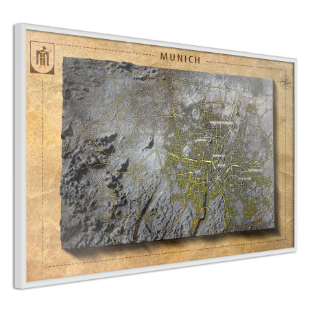 Poster Raised Relief Map: Munich-01