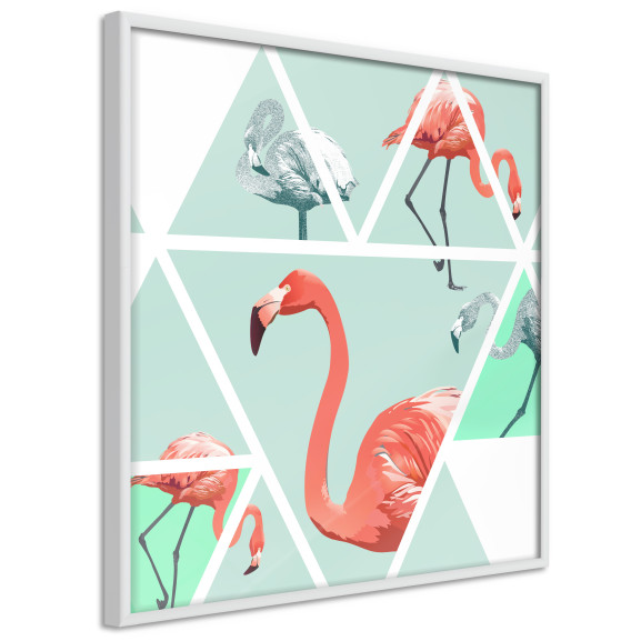 Poster Tropical Mosaic with Flamingos (Square)