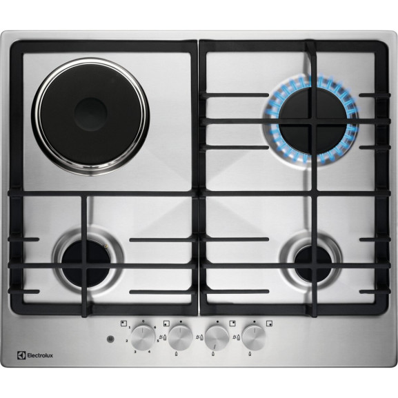 Plita Mixta Electrolux KGM64311X, 4 Zone De Gatit, Inox, 60 Cm