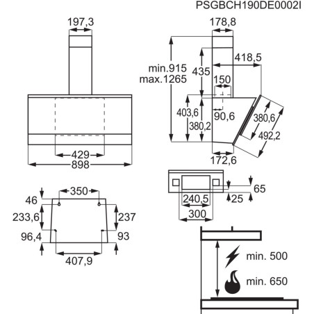 Hota Perete Inclinata AEG DVE5971HG, 700 mc/h, Negru, 90 Cm-01