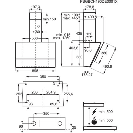 Hota De Perete Inclinata Electrolux LFV619R, Seria 700 Sense, 700 mc/h, Negru, 90 Cm-01