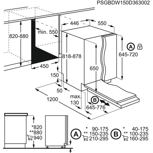 Masina De Spalat Vase Incorporabila AEG FSE73507P, AirDry, 10 MaxiFlex, D, 45 Cm