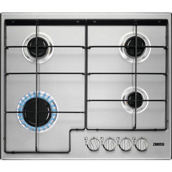 Plita Gaz Zanussi ZGH65414XS, 4 Arzatoare Gaz, Inox, 60 cm