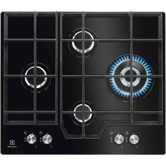 Plita Gaz Electrolux KGG6456K, 4 Arzatoare Gaz, Negru, 60 Cm