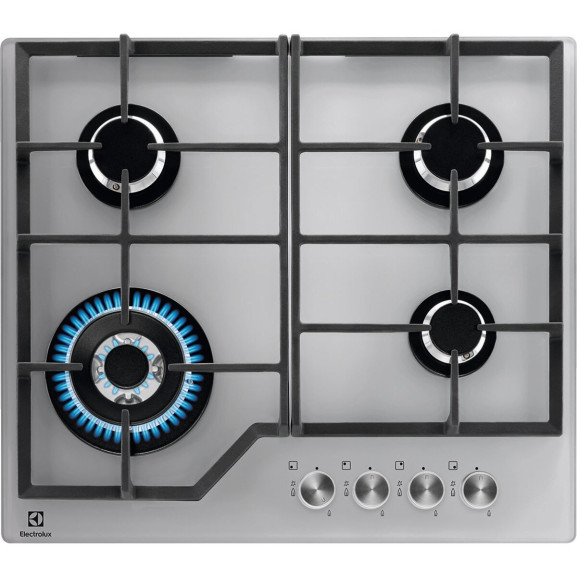 Plita Gaz Electrolux KGG6436S, 4 Arzatoare Gaz, Silver, 60 Cm