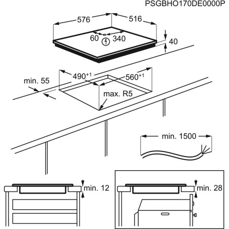 Plita Vitroceramica Electrolux EHF6346XOK,4 Zone De Gatit, Negru, 60 Cm-01