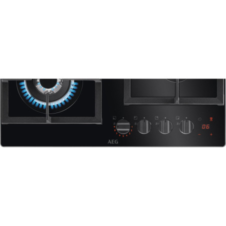 Plita Gaz AEG HKB64450NB, StepPower, Hob2Hood, Negru, 60 Cm-01