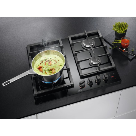 Plita Gaz AEG HKB64450NB, StepPower, Hob2Hood, Negru, 60 Cm-01