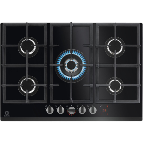 Plita Gaz Pe Sticla ELECTROLUX KGG75365K, Negru, 75 Cm