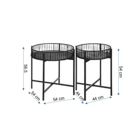 Set 2 Mese Cafea Ratan, Negru, 56.5 x 44 x 54 Cm-01