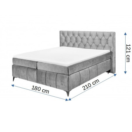 Pat Boxsprings Pembroke Cu Saltea Si Somiera Inclusa, Gri, 160 x 200 cm-01