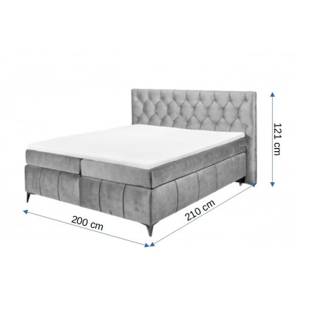 Pat Boxsprings Pembroke Cu Saltea Si Somiera Inclusa, Gri, 180 x 200 cm-01