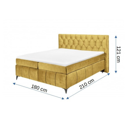 Pat Boxsprings Pembroke Cu Saltea Si Somiera Inclusa, Ocru, 160 x 200 cm-01