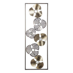 Decoratiune Perete Gold Flower, Metal, 31 x 89 Cm