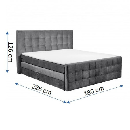 Pat Boxsprings Vancouver Cu Saltea Si Somiera Inclusa, Antracit, 1160 x 200 cm-01