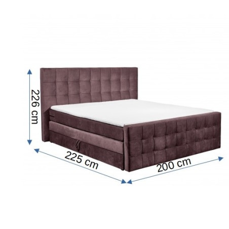 Pat Boxsprings Vancouver Cu Saltea Si Somiera Inclusa, Visiniu, 160 x 200 cm-01