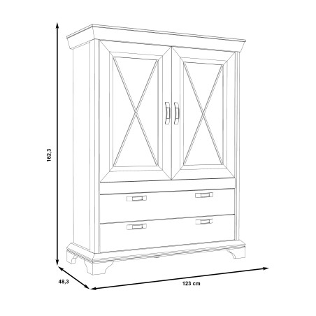 Vitrina Kashmir, Gri Antic, 162.5 x 48 x 123 Cm-01