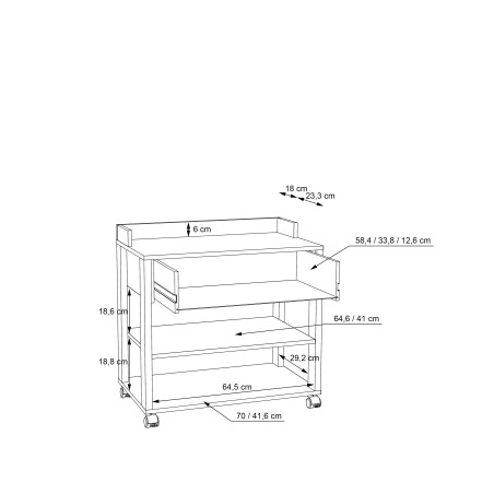 Masuta Cu Rotile Clarity, Gri Wolfram , 70 x 69,3 x 41,6 Cm-01