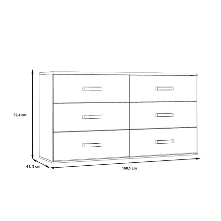 Comoda Delice, Gri Wolfram Uni & Stejar Negru, 150,1 x 82,4 x 41,3 Cm-01