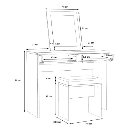 Set Masuta Toaleta Delice, Gri Wolfram Uni & Stejar Negru, 100,3 x 132,5 x 41,3 Cm-01