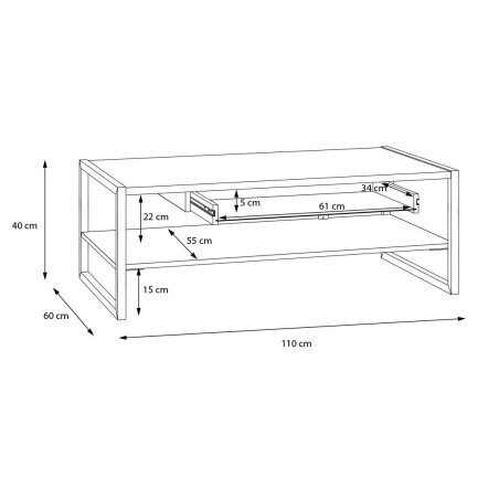 Masa Cafea High Rock, Riviera & Negru, 40 x 60 x 110 Cm-01