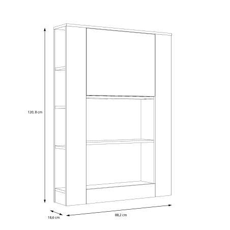 Etajera Multifunctional Alb, 88,2 x 120,8 x 18,6 (62,2) Cm-01