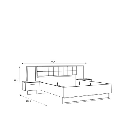 Pat 160/200 Aristyda, Alb & Negru Mat, 266,4 (160) x 98,2 x 206,8 (200) Cm-01