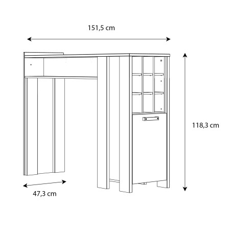 Masa Bar Clif, Lemn Vintage & Beton Optic Gri Inchis, 151,5 x 118,3 x 47,3 Cm-01