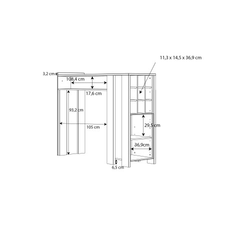 Masa Bar Clif, Lemn Vintage & Beton Optic Gri Inchis, 151,5 x 118,3 x 47,3 Cm-01