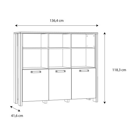 Etajera Bar Clif, Lemn Vintage & Beton Optic Gri Inchis, 136,4 x 118,3 x 41,6 Cm-01