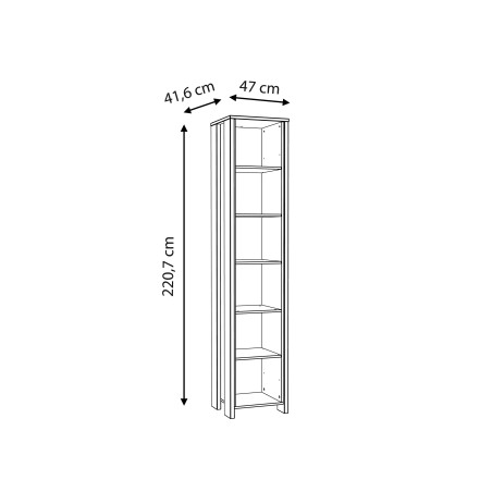 Etajera Clif, Lemn Vintage & Beton Optic Gri Inchis, 47 x 220,7 x 41,6 Cm-01